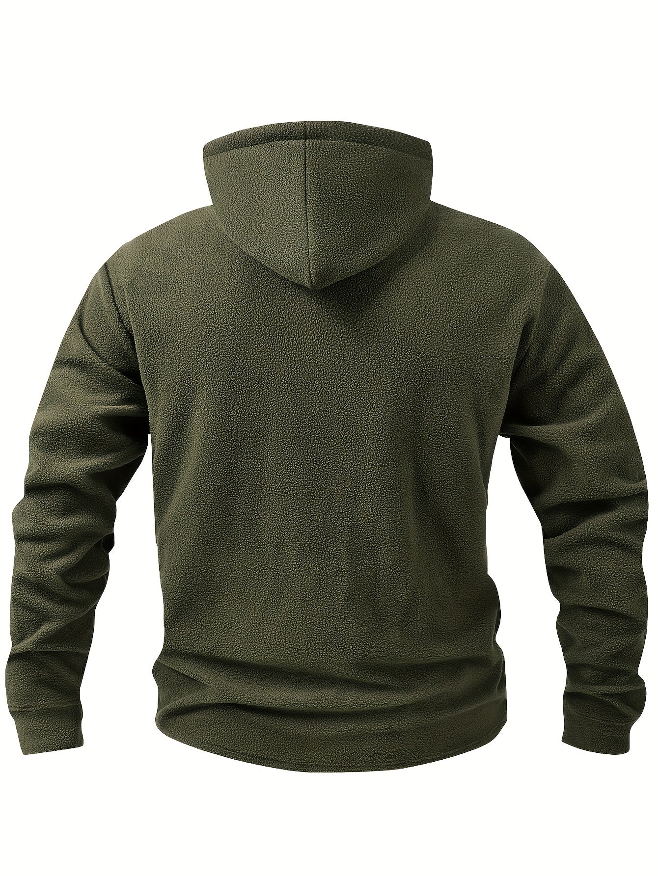 Bluza męska polarowa z pętelkową strukturą wysoką stójką i kieszenią kangurką