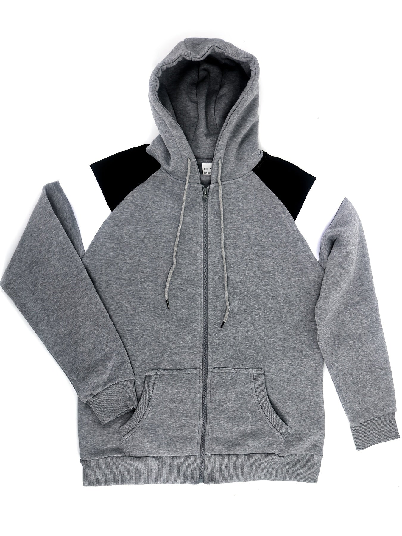 Bluza męska z kapturem z kontrastowymi wstawkami zamkiem i kieszenią kangurką