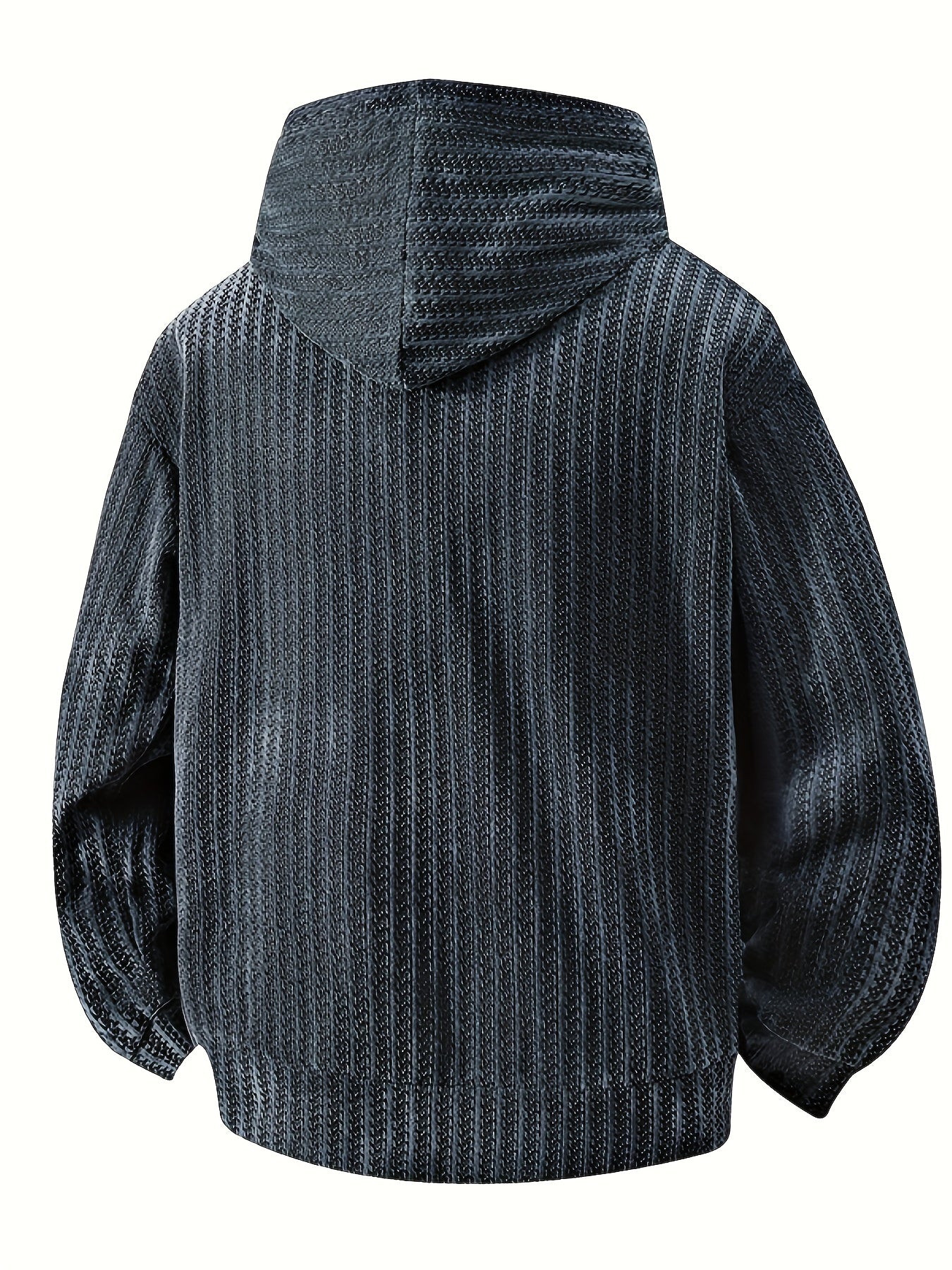 Bluza męska z kapturem z pionową fakturą kangurką i elastycznymi ściągaczami