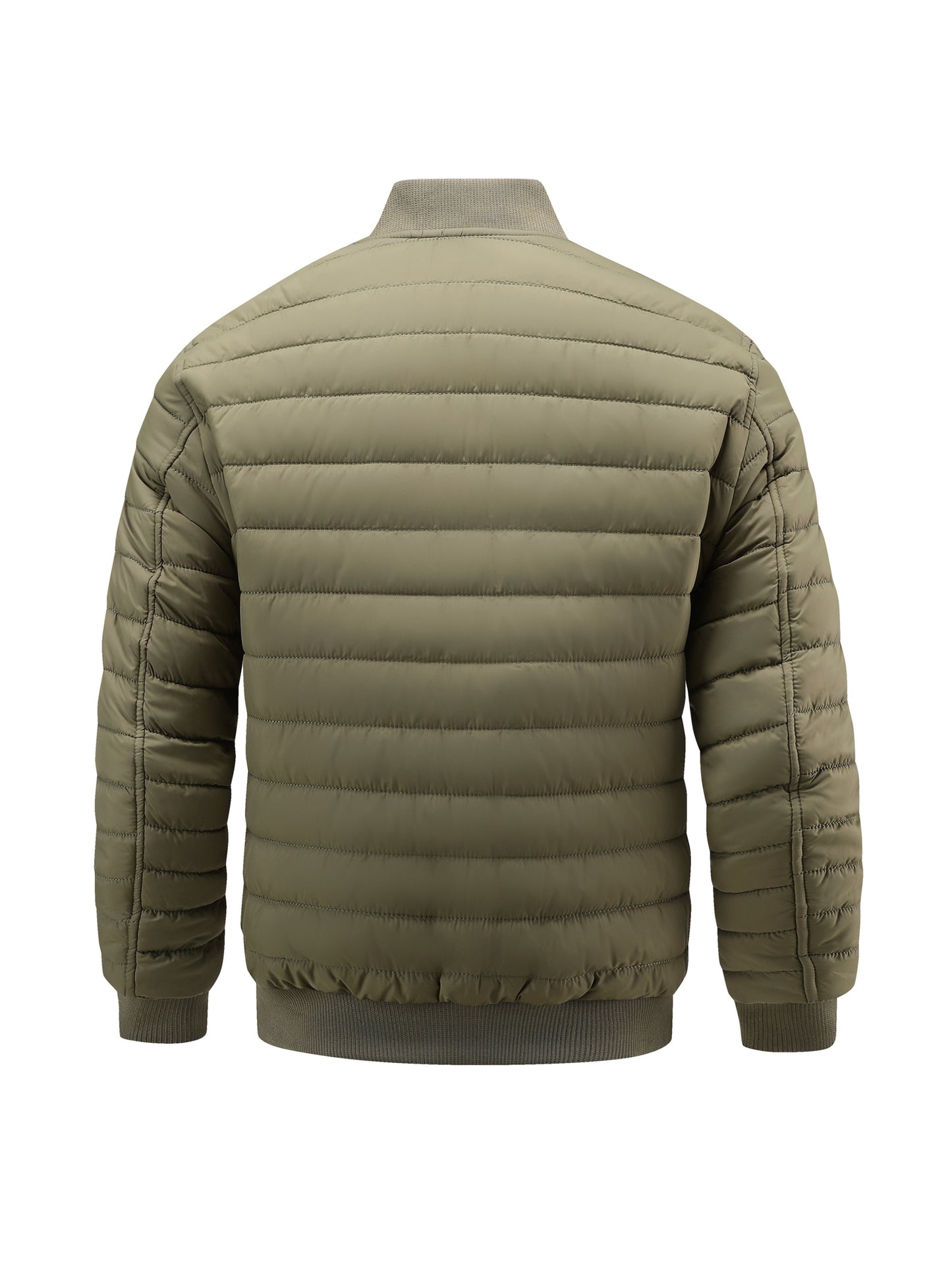 Bomberka męska pikowana z poziomymi panelami i elastycznymi ściągaczami