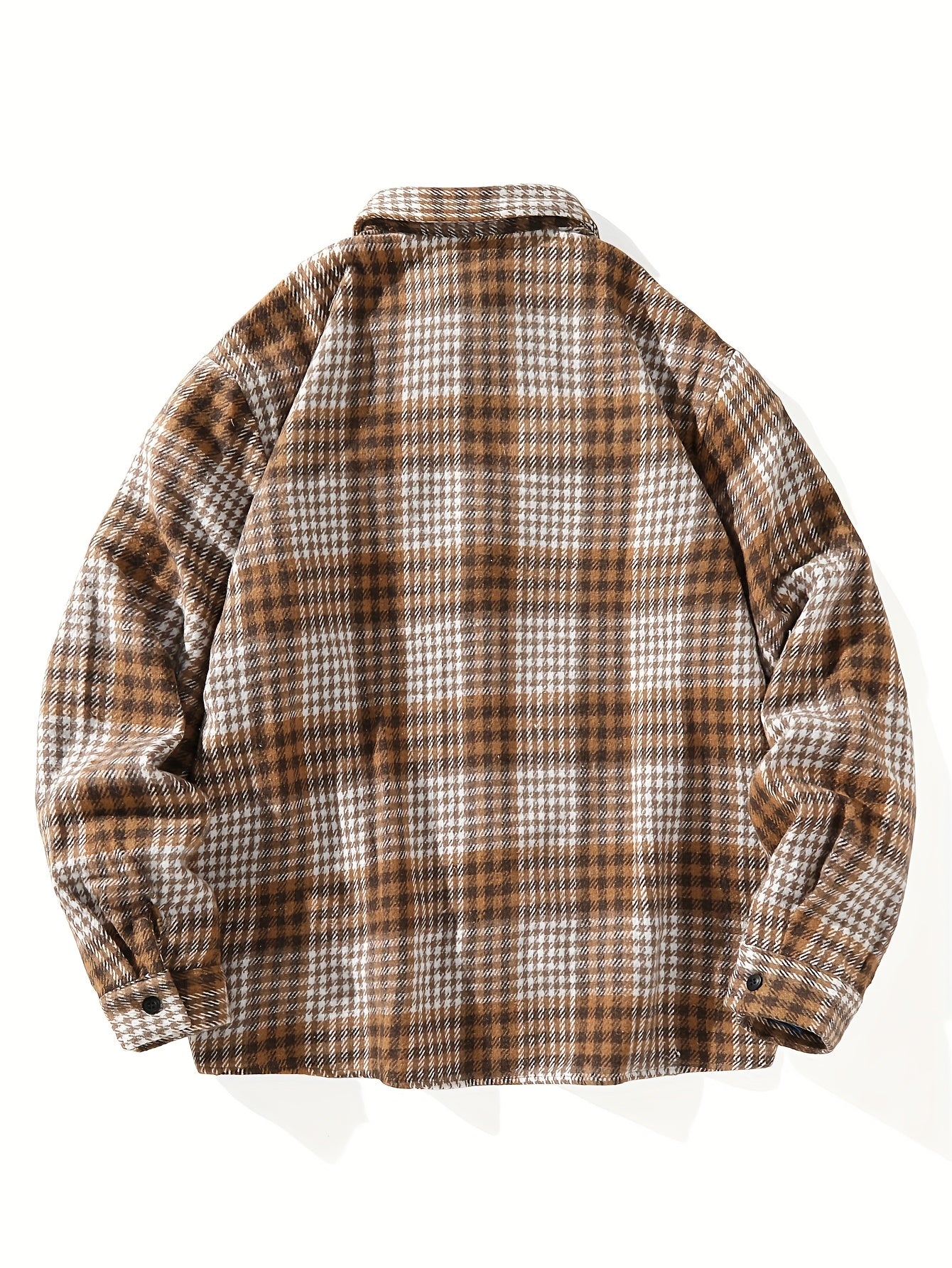 Koszula męska codzienna z kieszeniami z klapkami i wzorem w kratkę