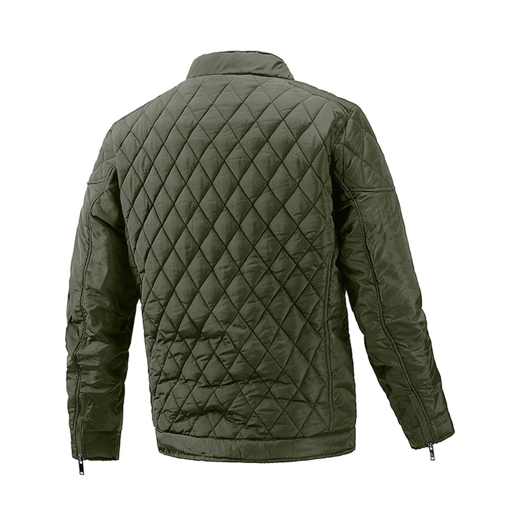 Kurtka męska przejściowa z pikowaniem w romby i kołnierzem z paskiem