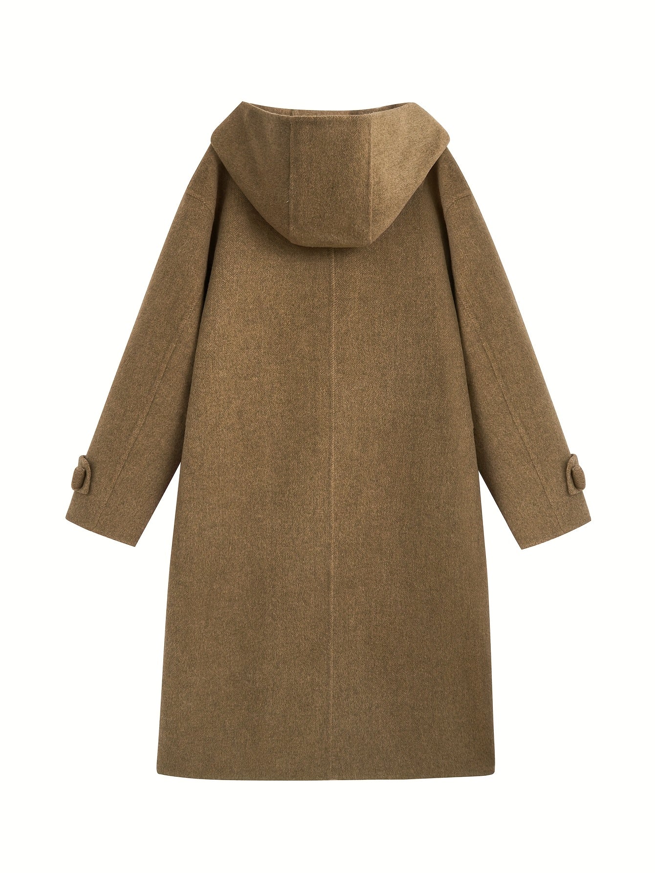 Płaszcz damski z wiązaniami na przodzie i kapturem