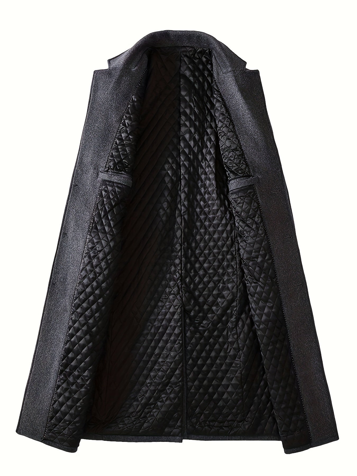 Płaszcz męski z kołnierzem klasycznym kieszeniami z klapkami i grubszą pikowaną podszewką