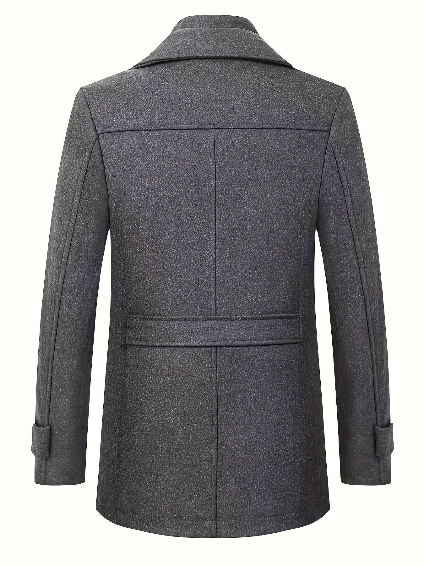 Płaszcz męski z kołnierzem klasycznym panelem na zamek i patkami na rękawach