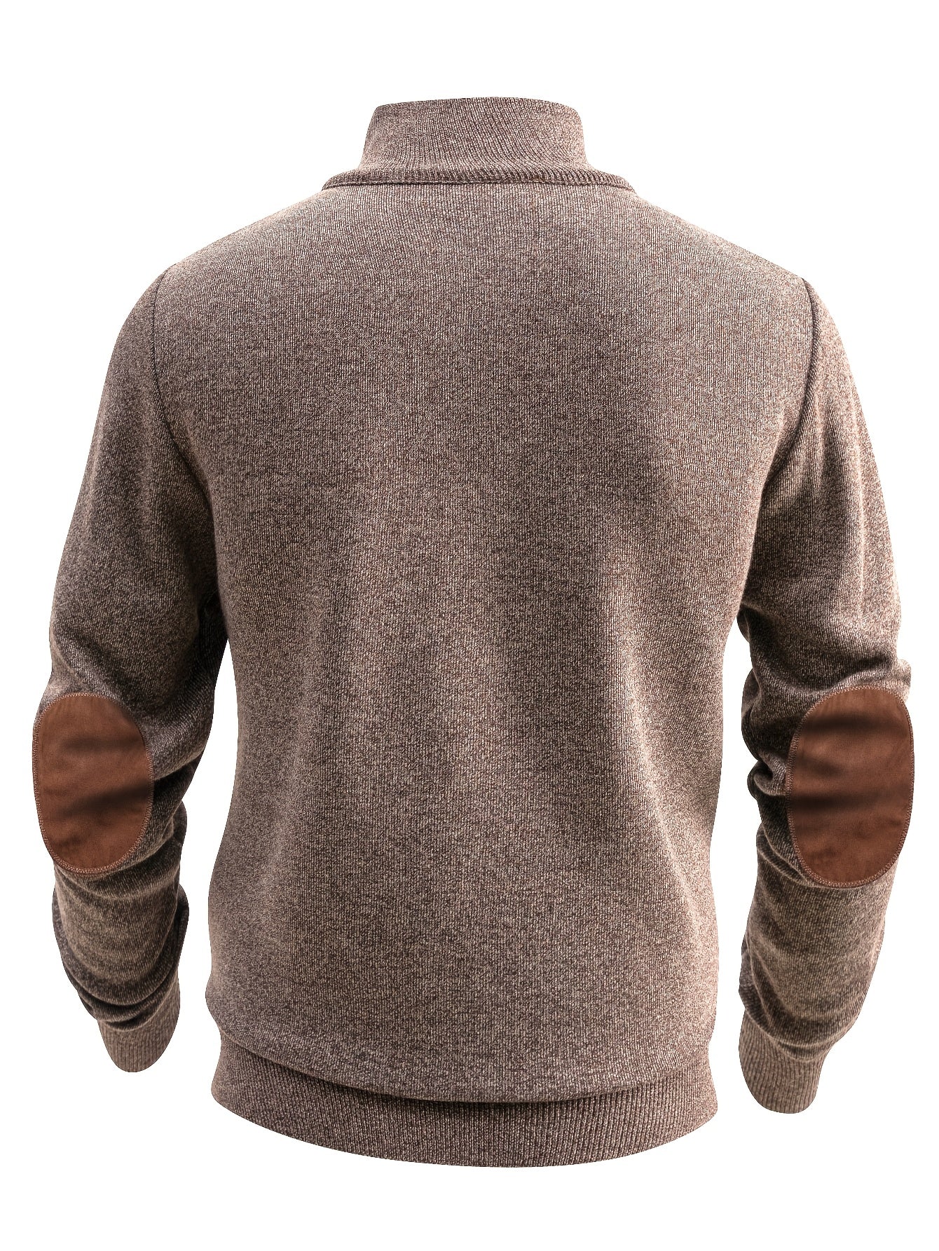 Sweter męski ze stójką z drobnym splotem i owalnymi panelami na rękawach