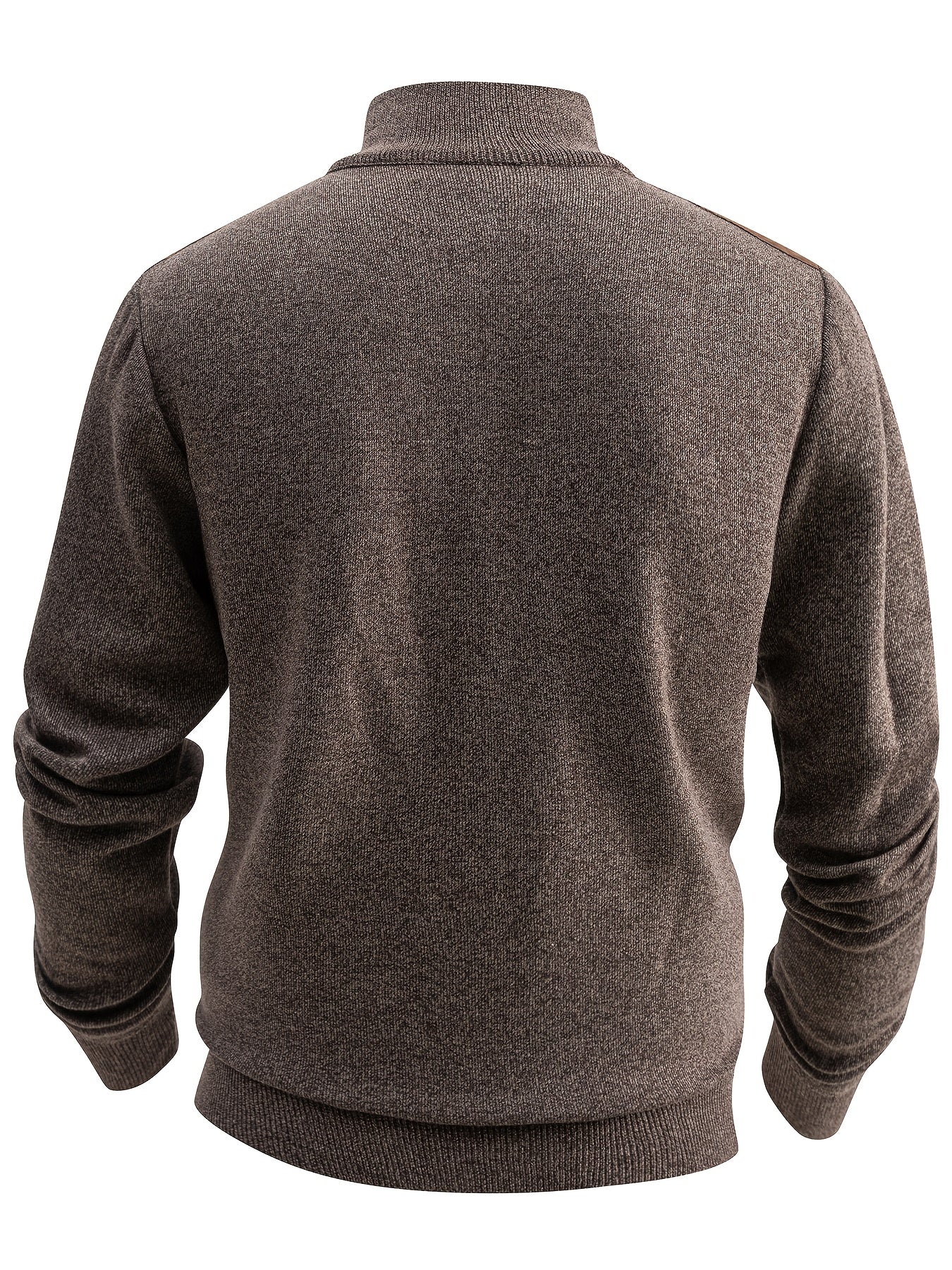 Sweter męski ze stójką z włóknistą powierzchnią i naszywaną kieszenią