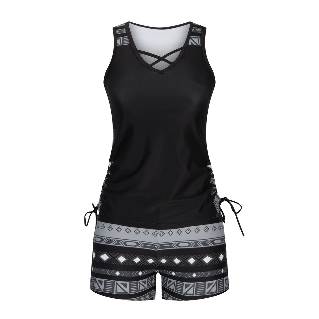 European And American Women's Seperated Swimwear High Waist Swimsuit Tied Top