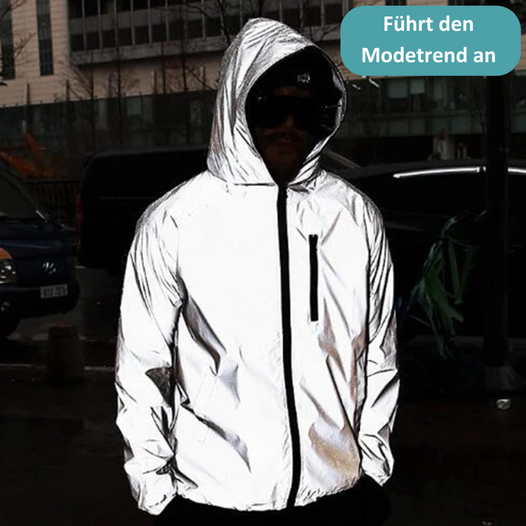 Mocno odblaskowa i wodoodporna kurtka przeciwdeszczowa unisex – LumiSafe