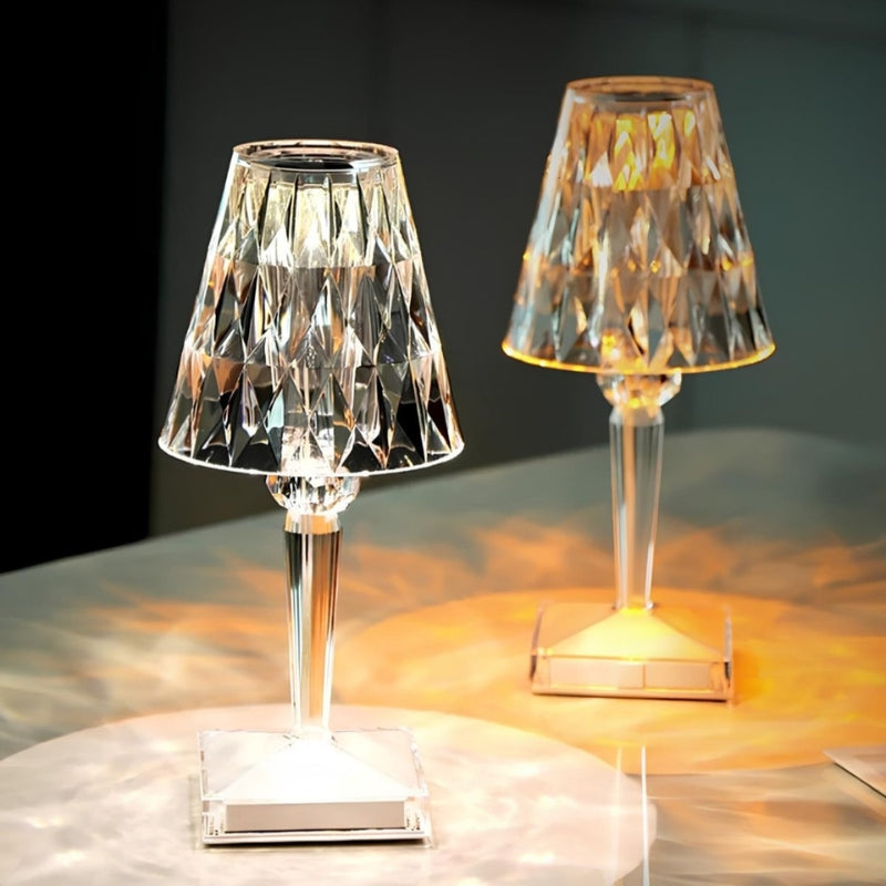 Kryształowa lampa stołowa z obsługą dotykową – LumeCrystal