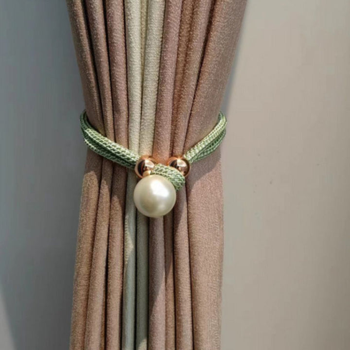 Lśniący Elegancki 2-Częściowy Zestaw Perłowych Zasłon Tie Back