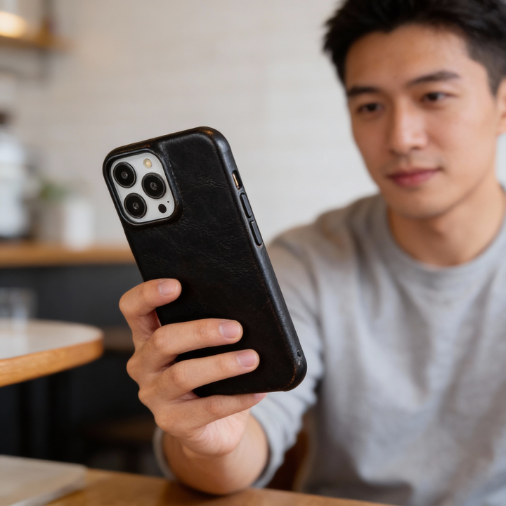 Skórzane etui na iPhone'a z ochroną antyuderzeniową