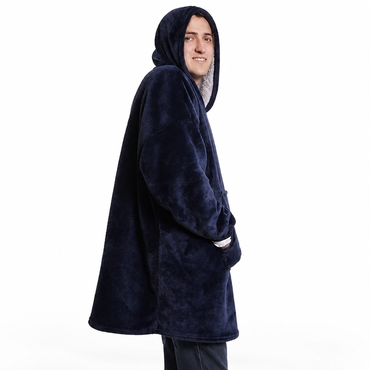 Ultramiękki koc z kapturem Sherpa oversize (z kieszenią)