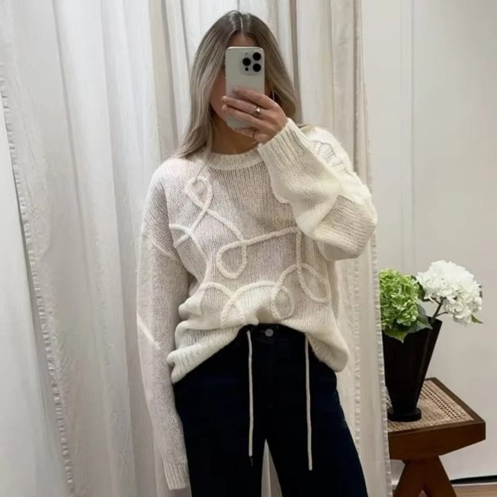 Abby - Oversize'owy sweter z długim rękawem i okrągłym dekoltem