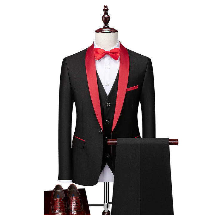 Męski trzyczęściowy garnitur o dopasowanym kroju (slim fit)