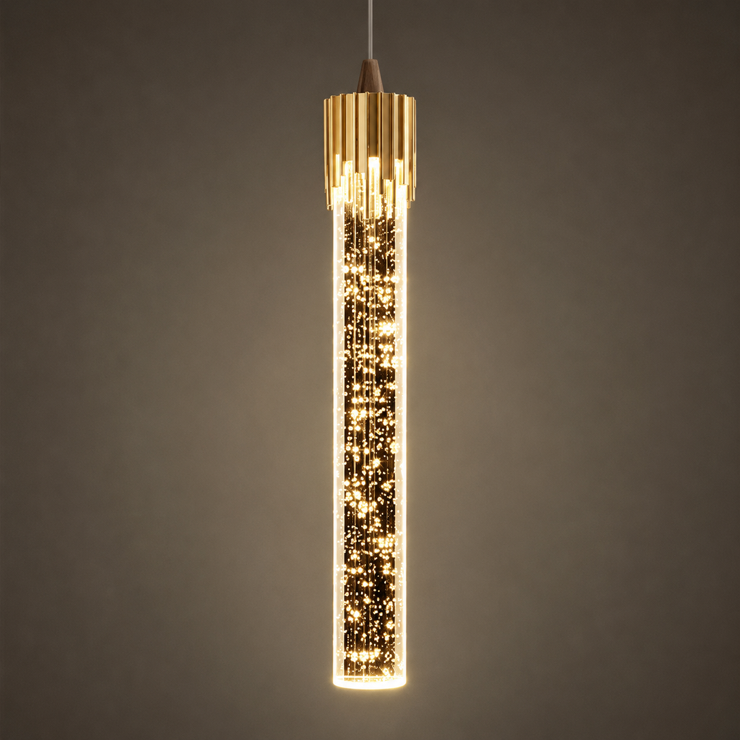 Szklana lampa wisząca w kształcie cylindra – Lustreau