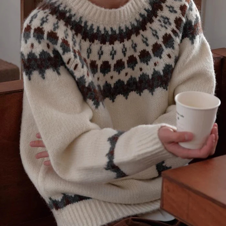 Męski sweter z okrągłym dekoltem w stylu vintage