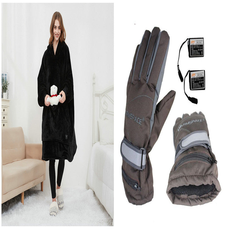 Ogrzewana bluza-koc oversize z sherpy z 3 poziomami