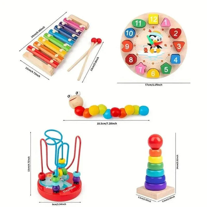 Zestaw Montessori 5 w 1 EduQuest – kreatywna nauka dla niemowląt od 6 miesiąca życia