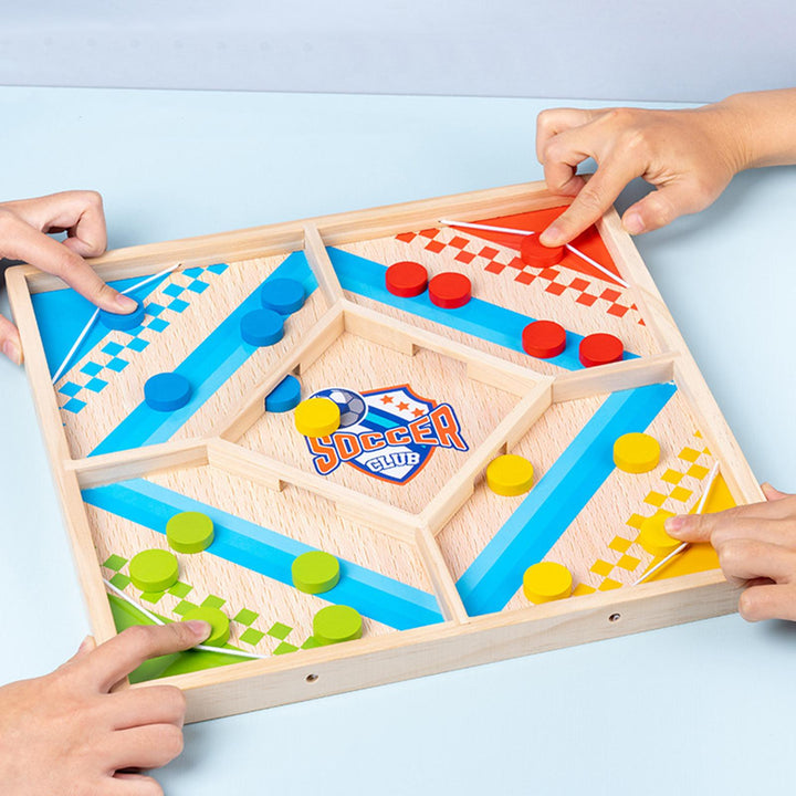 2-W-1 Drewniana Gra Planszowa Double Fun Games - Chińskie Warcaby i Aeroplane Chess