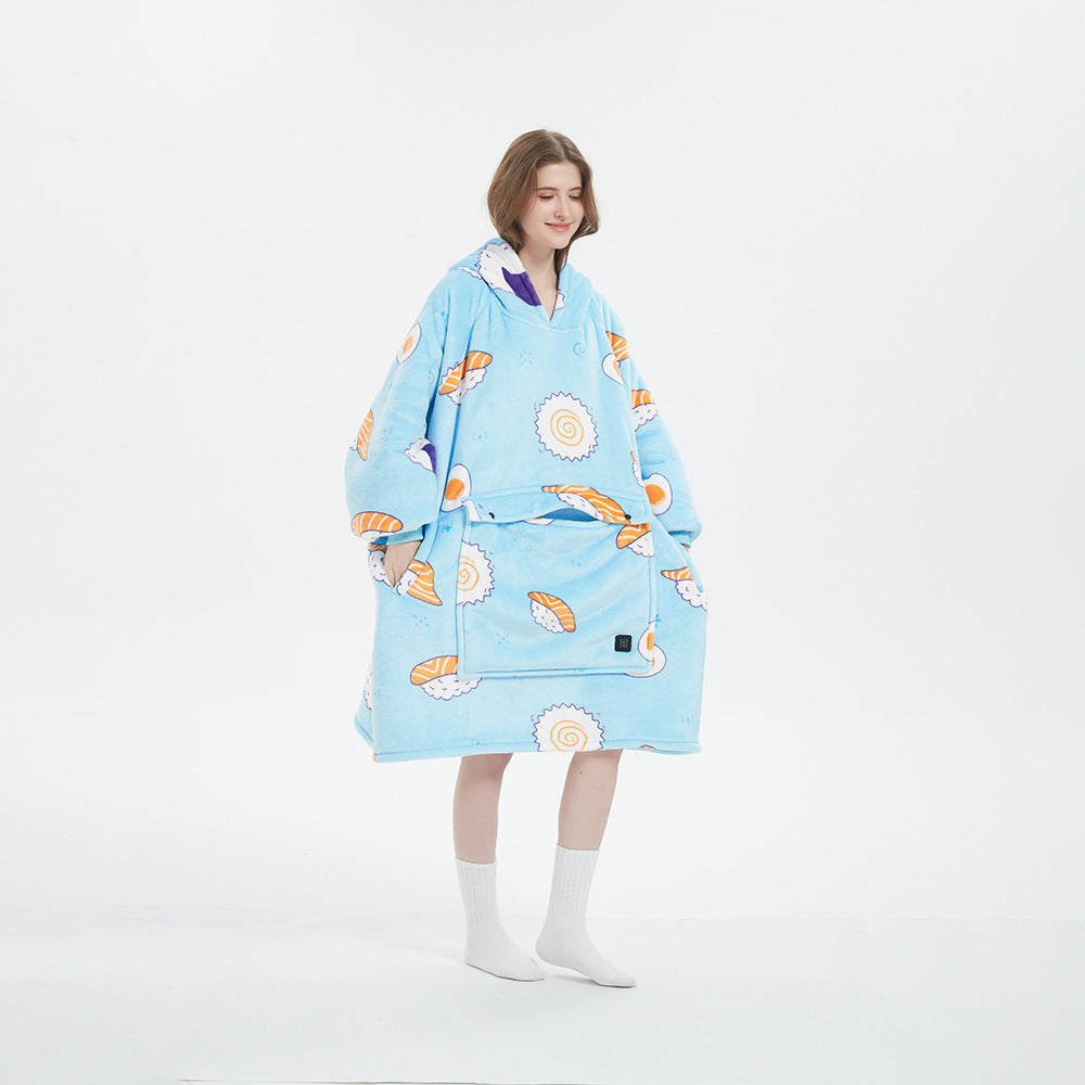Ogrzewana bluza-koc oversize z sherpy z 3 poziomami