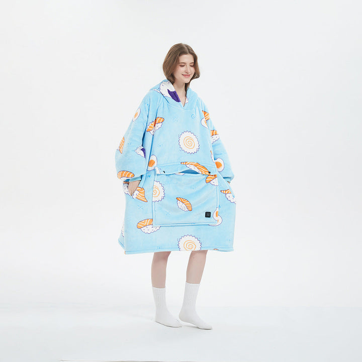 Ogrzewana bluza-koc oversize z sherpy z 3 poziomami