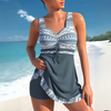 Kobiece tankini w stylu azteckim z marszczeniami