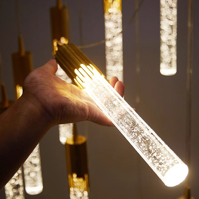Szklana lampa wisząca w kształcie cylindra – Lustreau