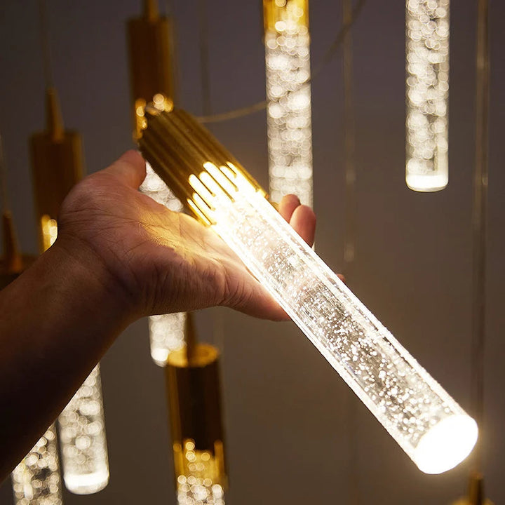 Szklana lampa wisząca w kształcie cylindra – Lustreau