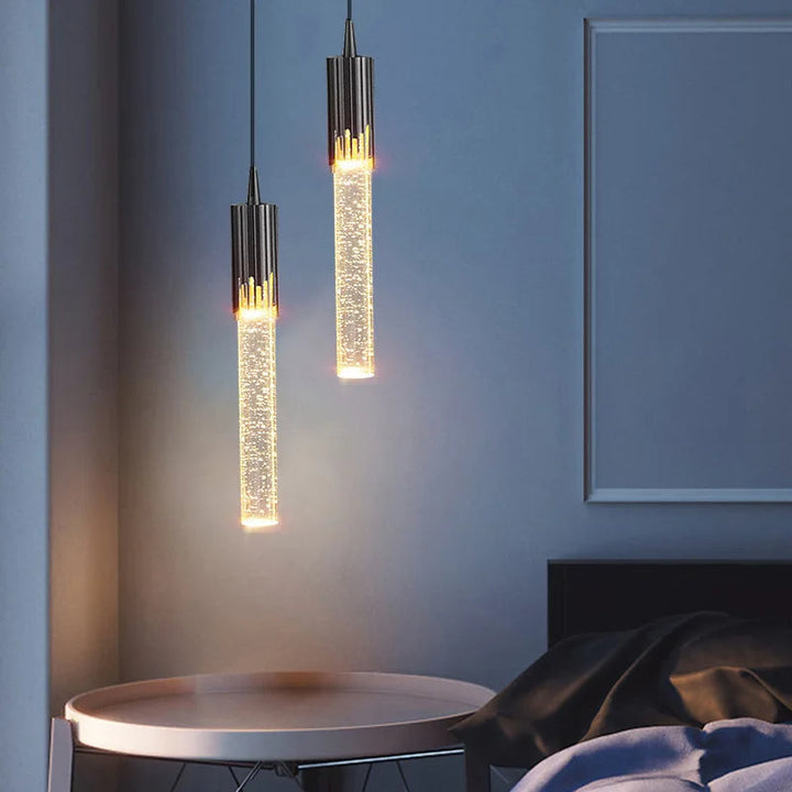 Szklana lampa wisząca w kształcie cylindra – Lustreau