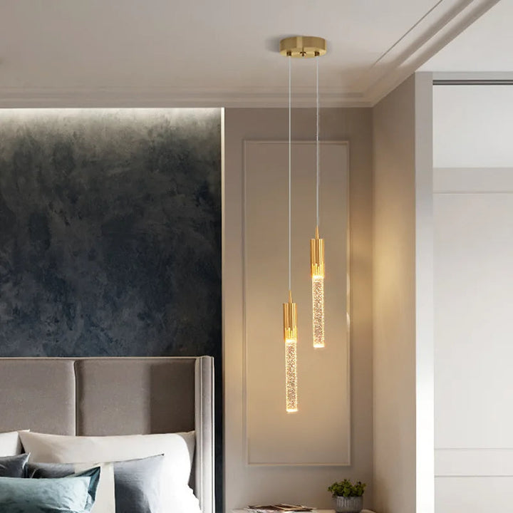 Szklana lampa wisząca w kształcie cylindra – Lustreau