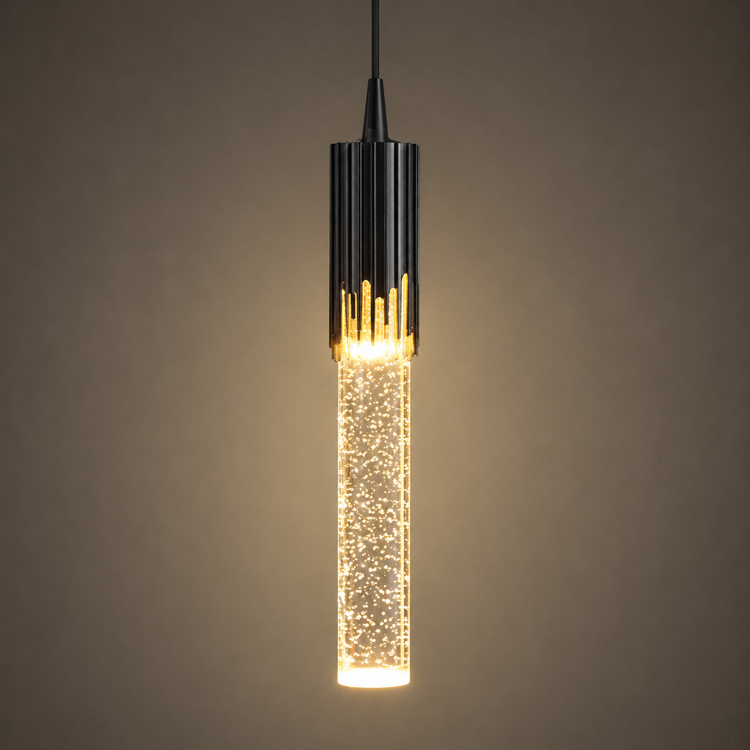 Szklana lampa wisząca w kształcie cylindra – Lustreau