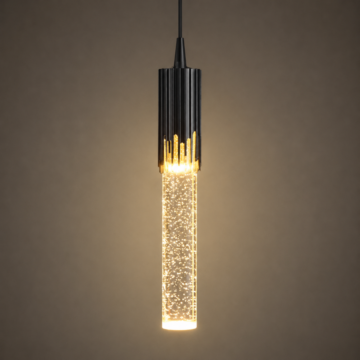 Szklana lampa wisząca w kształcie cylindra – Lustreau