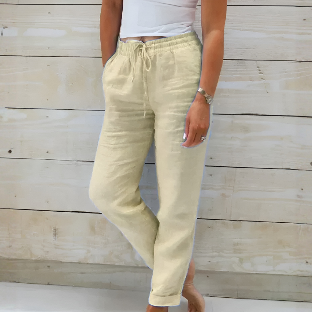 Swobodne spodnie lniane dla kobiet