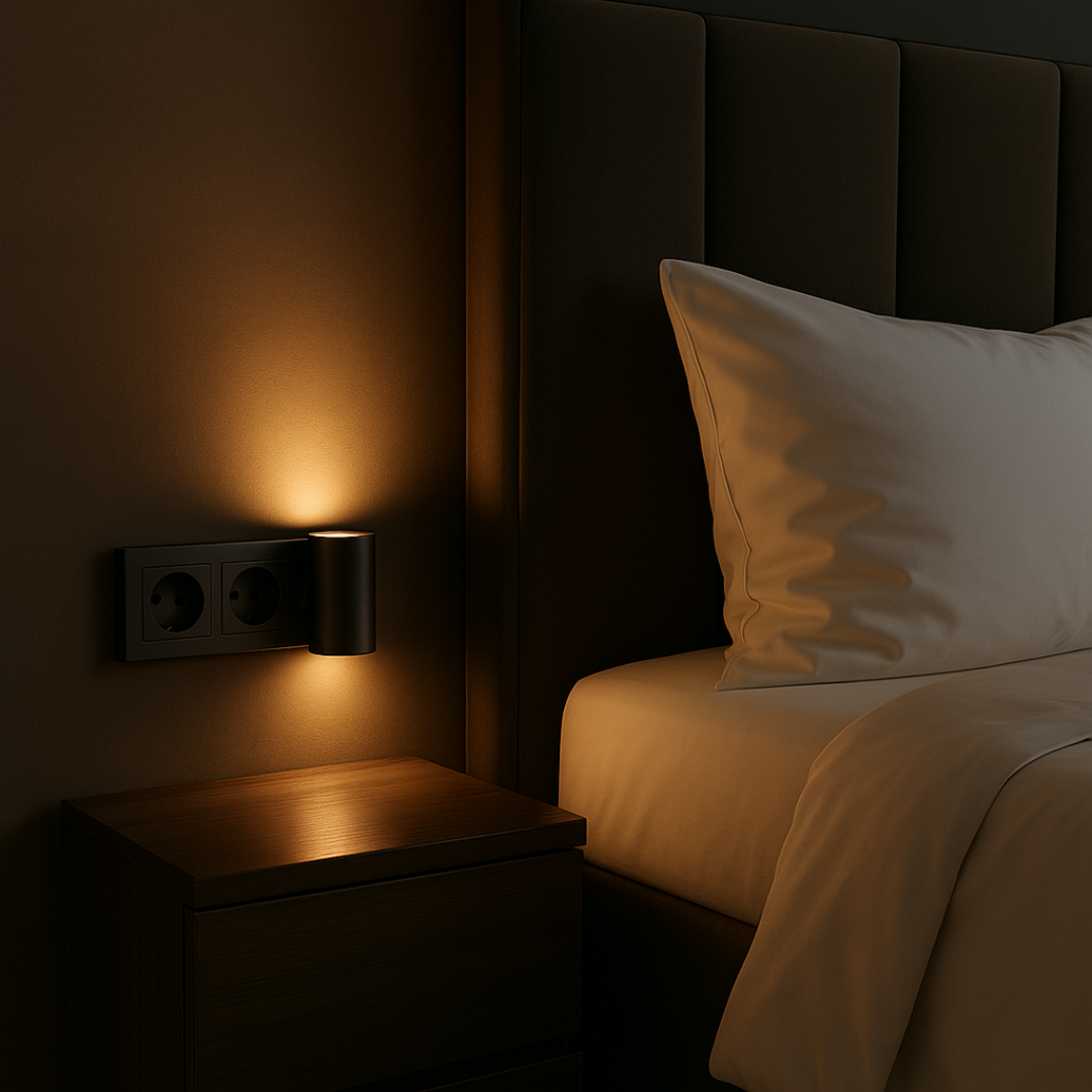 Luksusowa lampka nocna do gniazdka z czujnikiem zmierzchu, ściemnialna ciepła LED