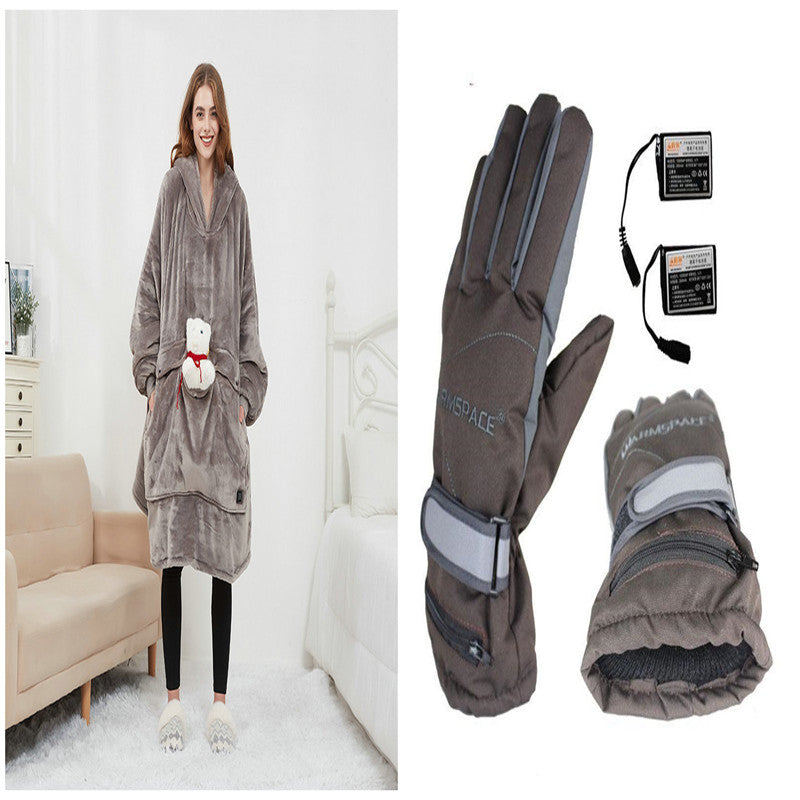 Ogrzewana bluza-koc oversize z sherpy z 3 poziomami