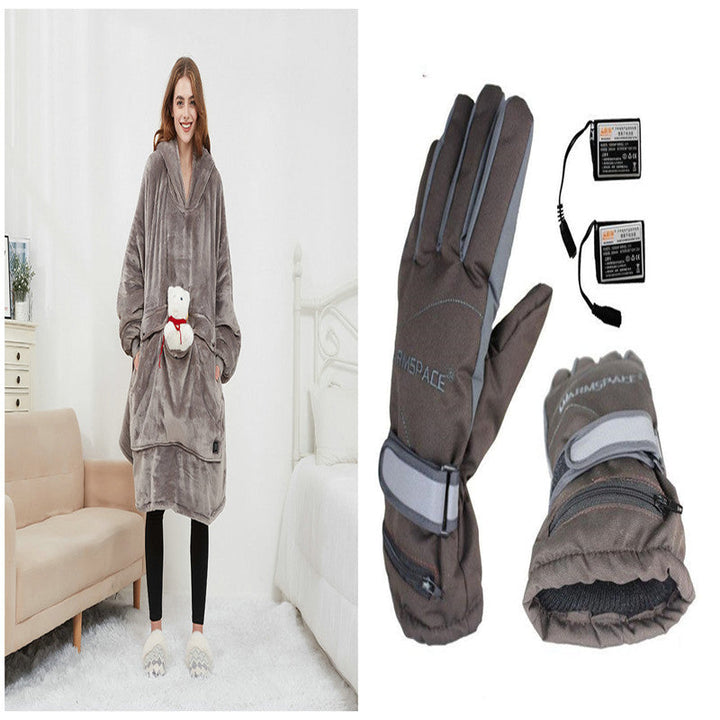 Ogrzewana bluza-koc oversize z sherpy z 3 poziomami