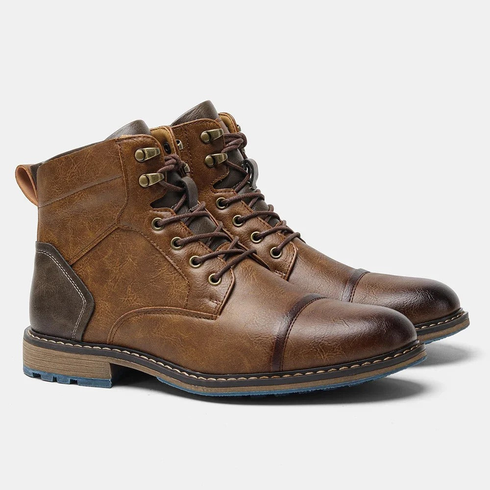 Skórzane męskie botki w stylu vintage - Orion