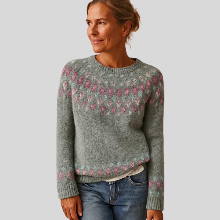 Damski sweter wełniany z nadrukiem
