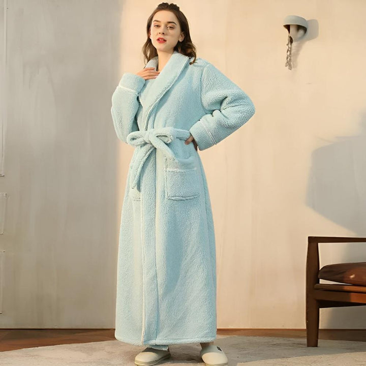 Luksusowy Fleece Ciepły Komfortowy Szlafrok