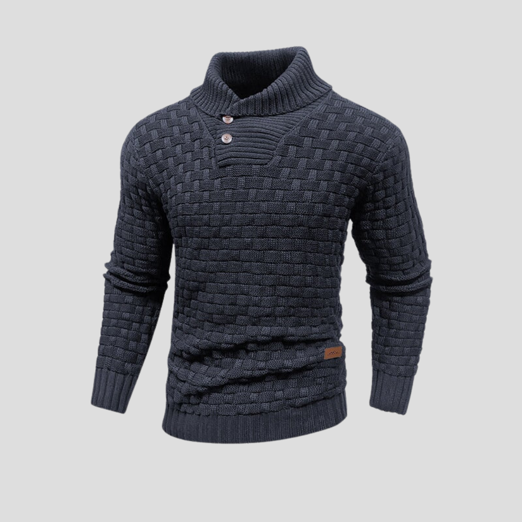 Męski sweter zapinany na guziki ze stójką