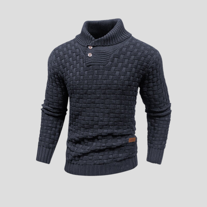 Męski sweter zapinany na guziki ze stójką
