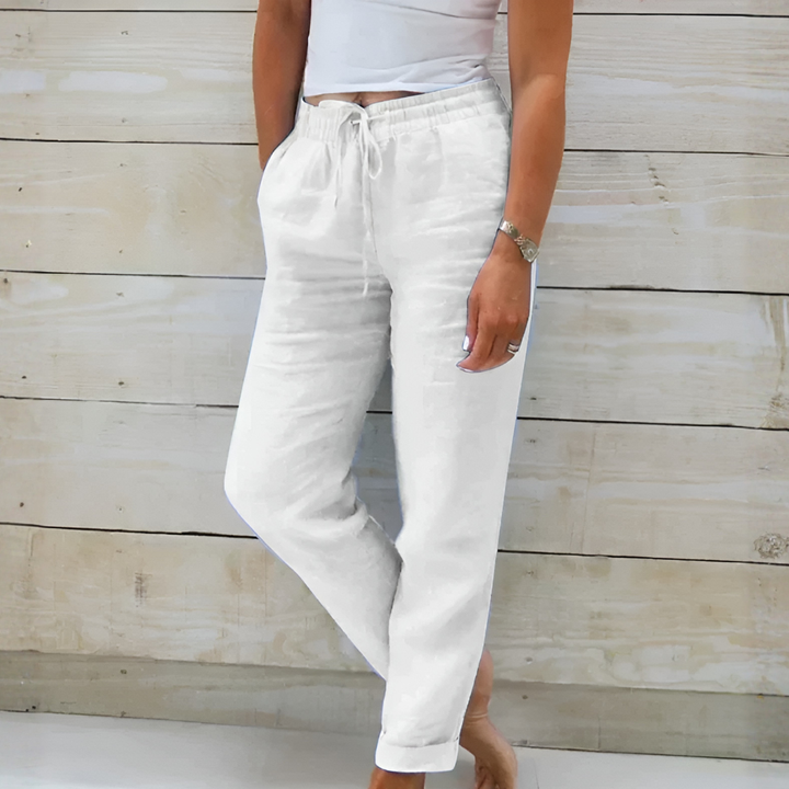 Swobodne spodnie lniane dla kobiet
