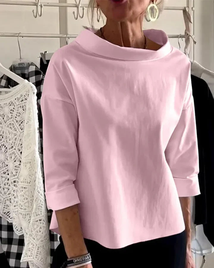 Casual Top z Szerokimi Klapami i Pół Golfem dla Stylowego Wyglądu