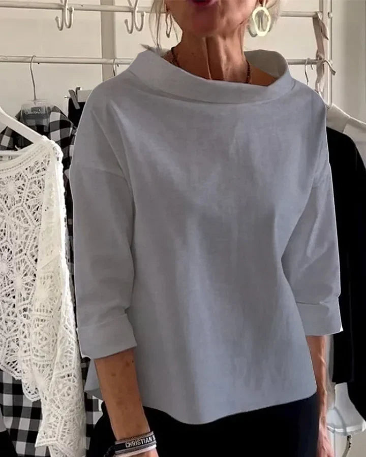 Casual Top z Szerokimi Klapami i Pół Golfem dla Stylowego Wyglądu