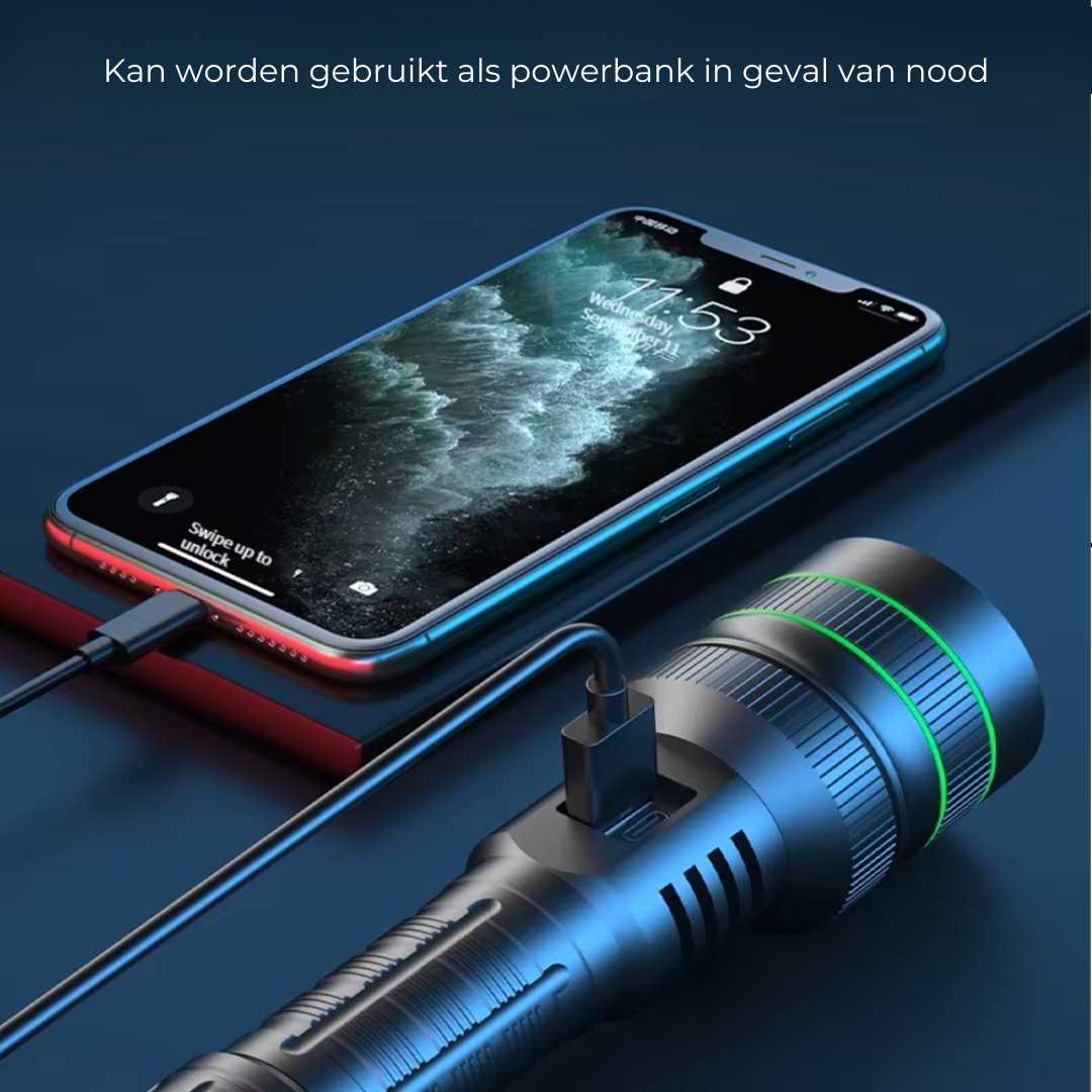 Bardzo jasna latarka LED z zoomem - PowerBeam