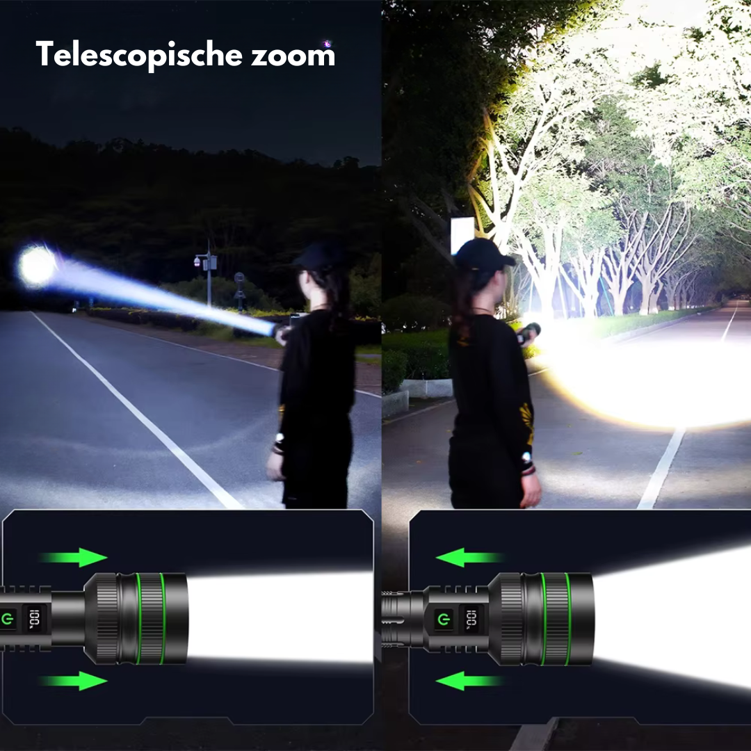 Bardzo jasna latarka LED z zoomem - PowerBeam