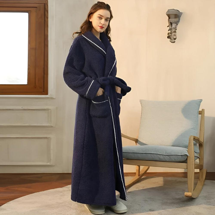 Luksusowy Fleece Ciepły Komfortowy Szlafrok