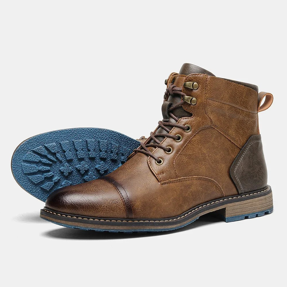 Skórzane męskie botki w stylu vintage - Orion