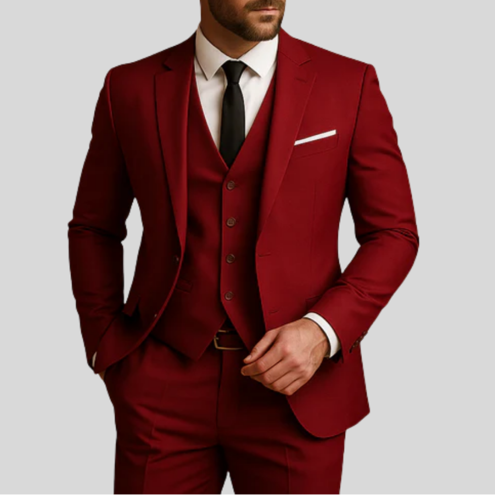 Męski garnitur slim fit 3-częściowy